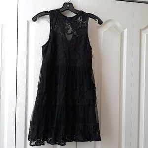 Sleeveless Black lace overlay dress size s